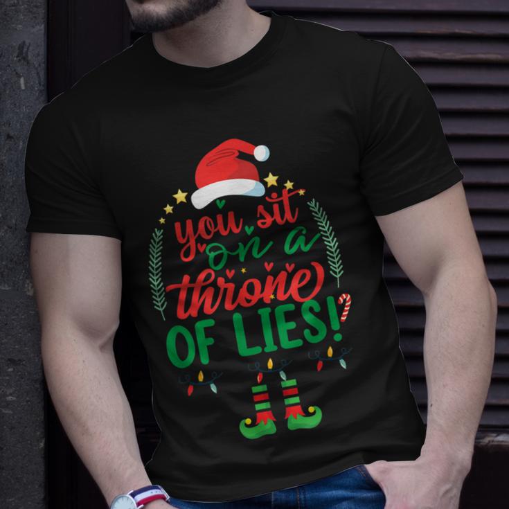 Elf Quotes You Sit On A Throne Of Lies Funny Christmas Men Women T-shirt  Graphic Print Casual Unisex Tee | Seseable