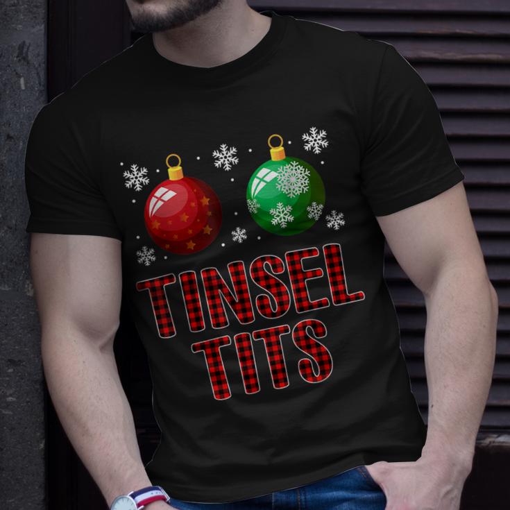 Jingle Balls Tinsel Tits Couple Christmas Couples Matching  Men Women T-shirt Graphic Print Casual Unisex Tee