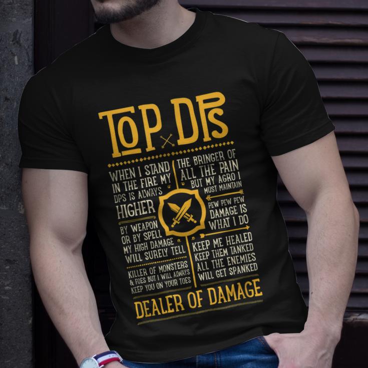 Wow Funny Top Dps Role Play Gaming  Men Women T-shirt Graphic Print Casual Unisex Tee