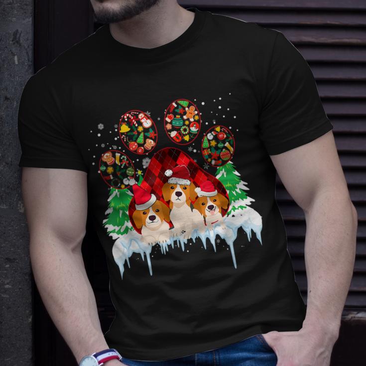 Christmas Santa Paws Dog Paws Beagle Dog Lover  In Xmas  Men Women T-shirt Graphic Print Casual Unisex Tee
