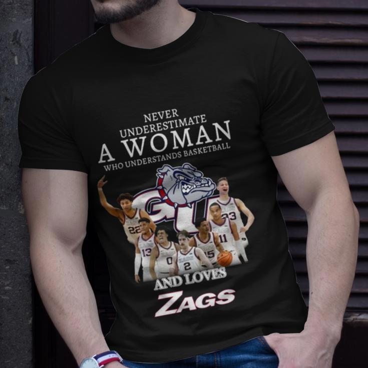 2023 Never Underestimate A Woman Who Understands Basketball And Loves Zags Unisex T-Shirt Gifts for Him