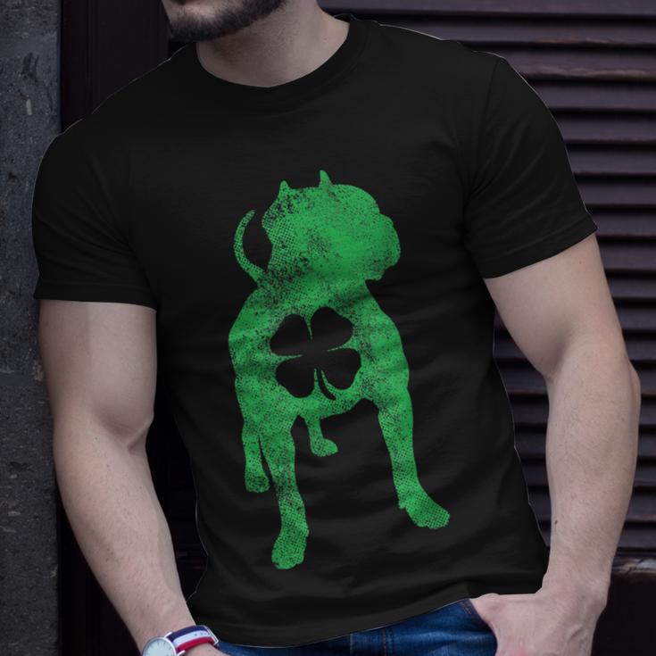 St Patricks Day Dog Pit Bull Shamrock Clover Irish  Unisex T-Shirt