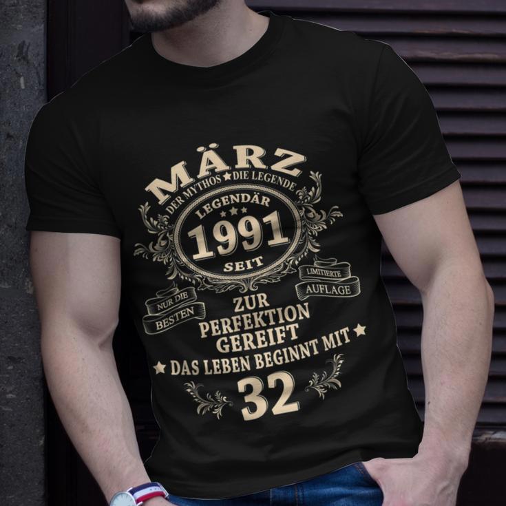 32 Geburtstag Geschenk Mann Mythos Legende März 1991 T-Shirt Geschenke für Ihn