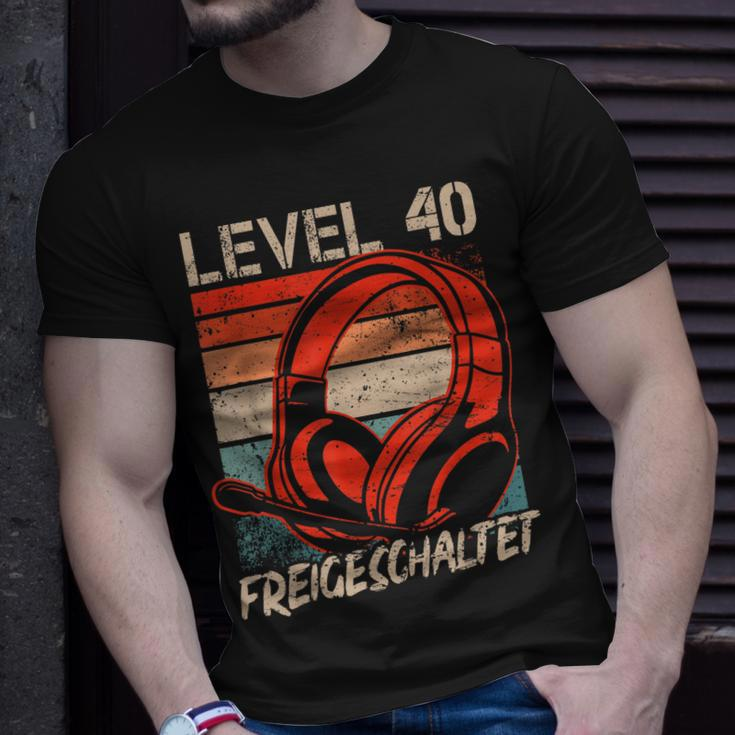 40 Geburtstag Jungen Video Gamer Level 40 Unlocked Männer T-Shirt Geschenke für Ihn