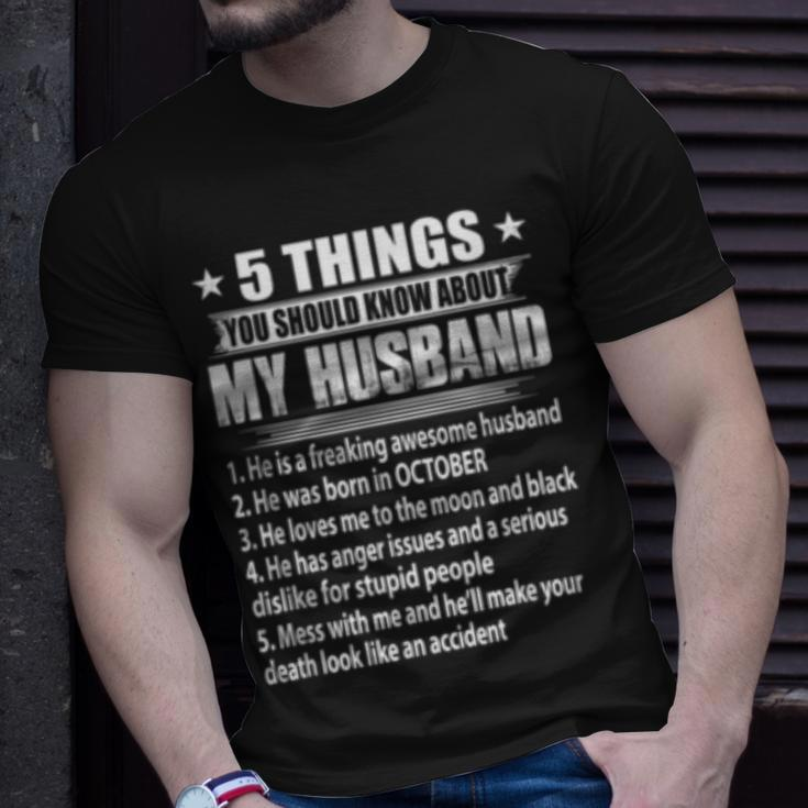 5 Things You Should Know About My Husband October T-Shirt Gifts for Him