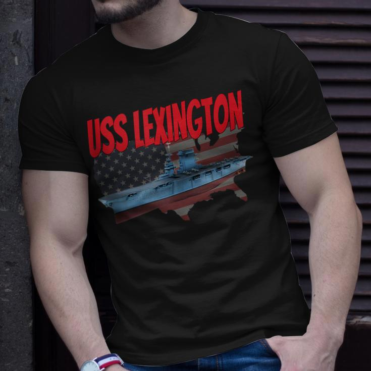 Aircraft Carrier Uss Lexington Cv-2 Veteran Grandpa Dad Son T-Shirt Gifts for Him