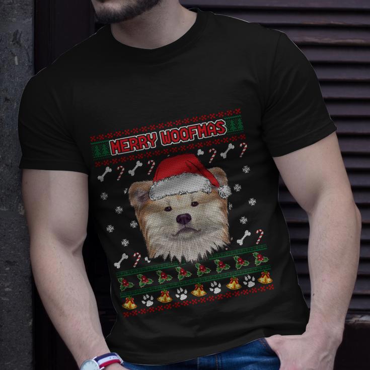 Akita Inu Dog Merry Woofmas Ugly Christmas Sweater Meaningful Gift Unisex T-Shirt Gifts for Him