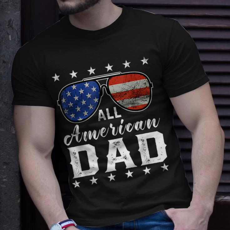 All American Dad 4Th Of July Usa America Flag Sunglasses Unisex T-Shirt Gifts for Him