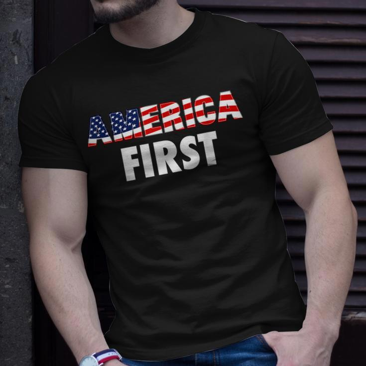 America First Usa Flag Clothing Companies Businesses T-shirt Gifts for Him