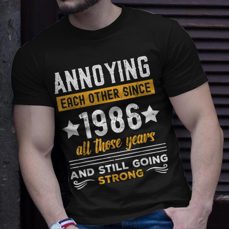 Annoying Since 1986 Funny Married Couple Wedding Anniversary Unisex T-Shirt Gifts for Him