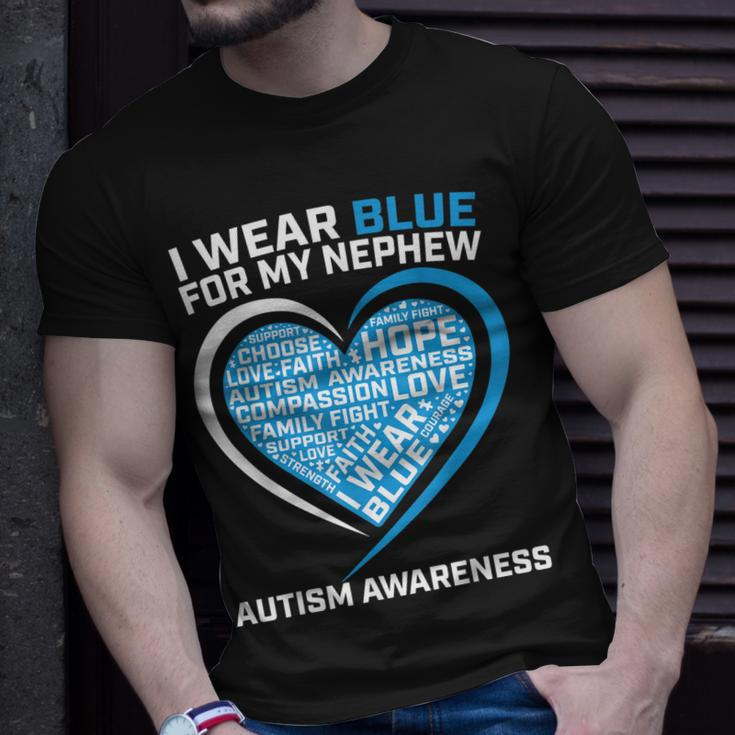 Aunt Uncle Heart I Wear Blue For My Nephew Autism Awareness Unisex T-Shirt Gifts for Him