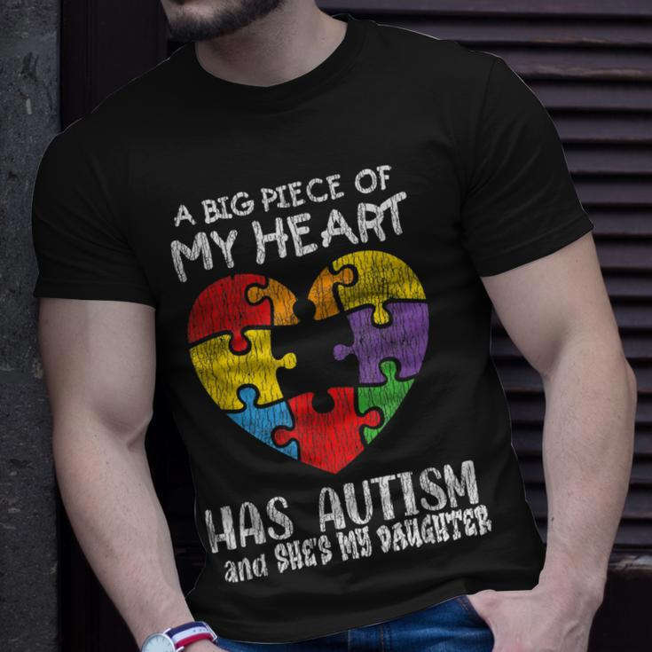Autism Awareness Dad Mom Daughter Autistic Kids Awareness Unisex T-Shirt Gifts for Him