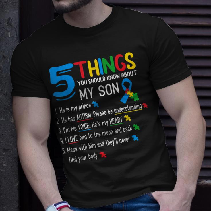 Autistic Son Autism Awareness Support For Mom Dad Parents Unisex T-Shirt Gifts for Him
