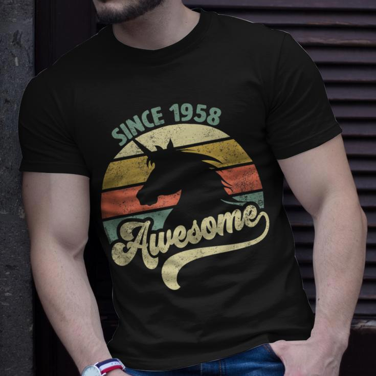 Awesome Since 1958 Retro Unicorn Birthday Vintage T-Shirt Gifts for Him