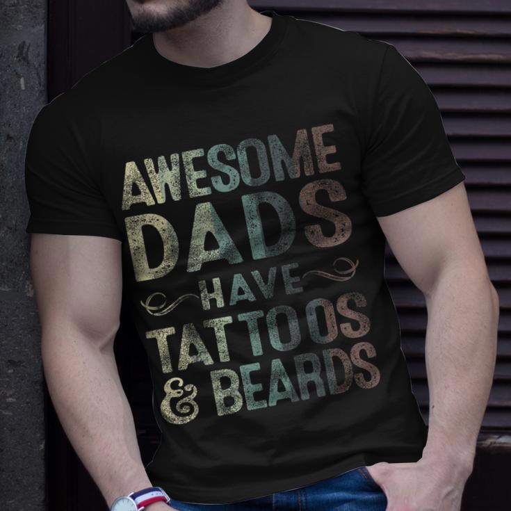 Awesome Dads Have Tattoos & Beards Bearded Dad Fathers Day Gift For Mens Unisex T-Shirt Gifts for Him