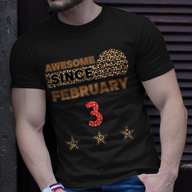 Awesome Since Februar 3 Leopardenmuster Vintage-Geburtstag T-Shirt Geschenke für Ihn