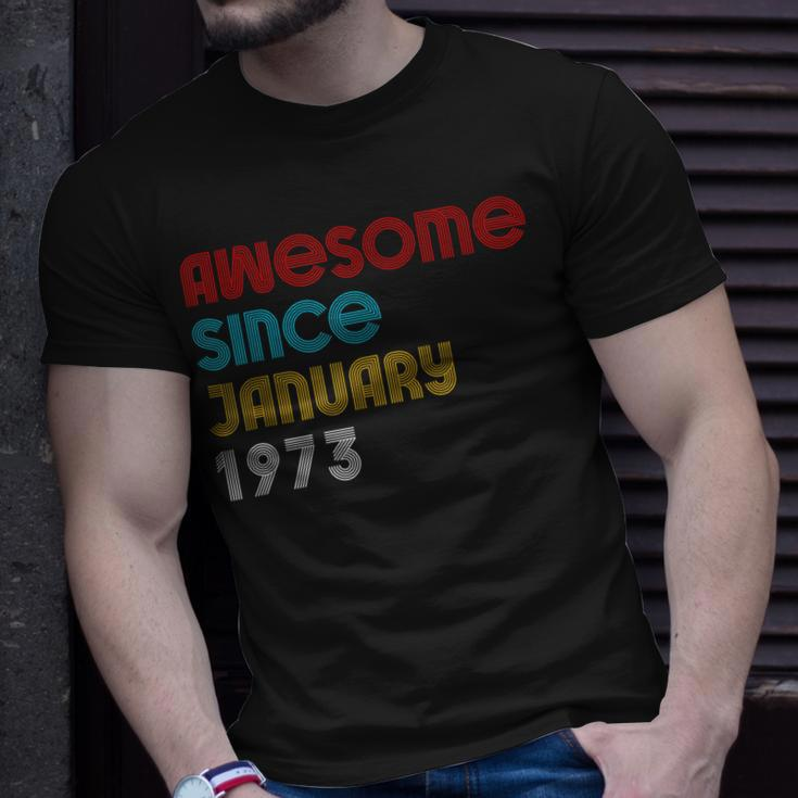 Mens Awesome Since January 1973 49Th Birthday Vintage 1973 T-Shirt Gifts for Him