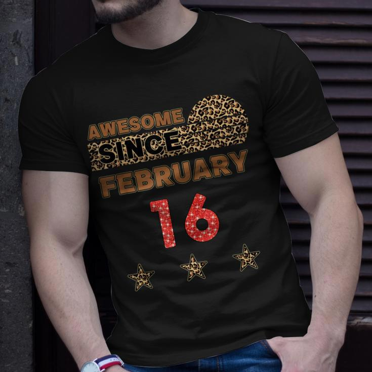 Awesome Since 16. Februar Leopardenmuster, Vintage Geburtstags T-Shirt Geschenke für Ihn