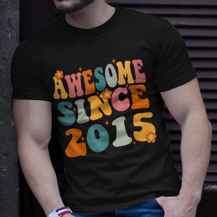 Awesome Since 2015 Birthday 8Th Anniversary Groovy 8 Years Unisex T-Shirt Gifts for Him