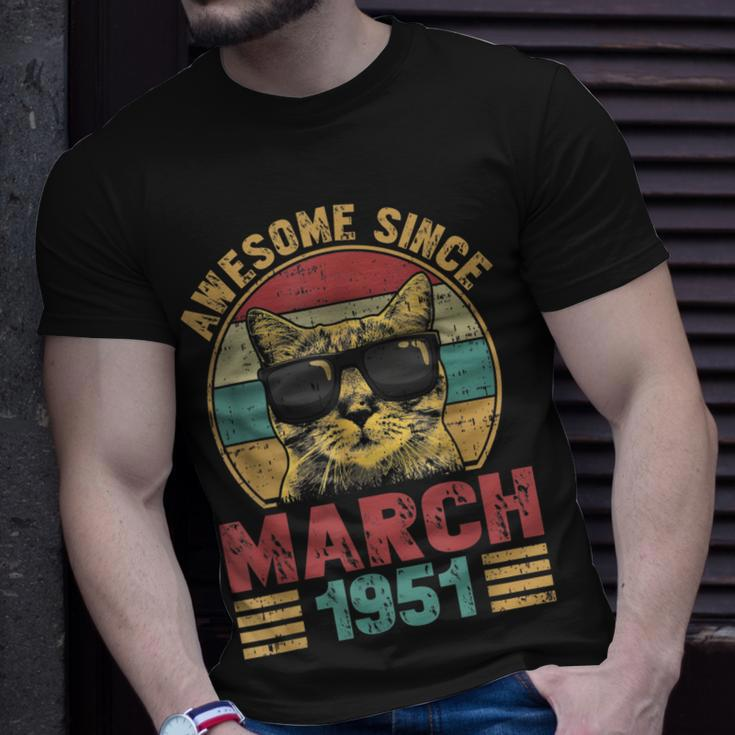 Awesome Since March 1951 72 Years Old Gifts Cat Lovers Unisex T-Shirt Gifts for Him