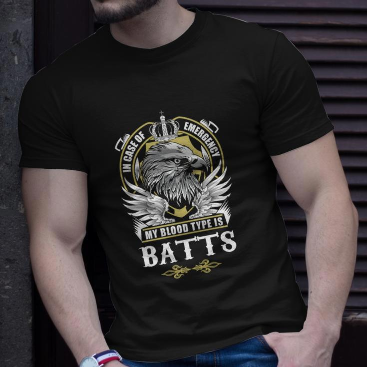 Batts Name - In Case Of Emergency My Blood Unisex T-Shirt Gifts for Him