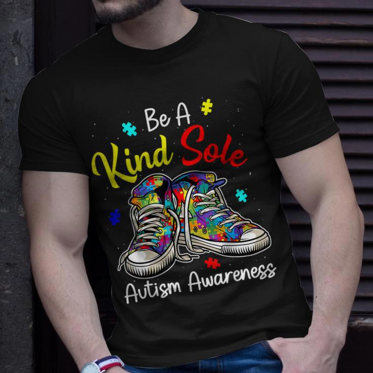 Be A Kind Sole Autism Awareness Puzzle Shoes Be Kind Gifts Unisex T-Shirt Gifts for Him