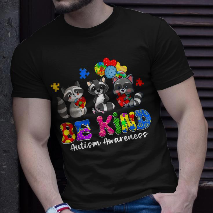 Be Kind Raccoon Puzzle Pieces Funny Autism Awareness Gifts Unisex T-Shirt Gifts for Him