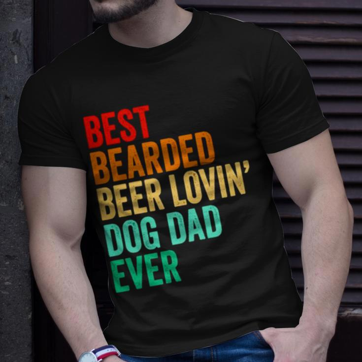 Best Bearded Beer Lovin’ Dog Dad Ever Vintage Unisex T-Shirt Gifts for Him