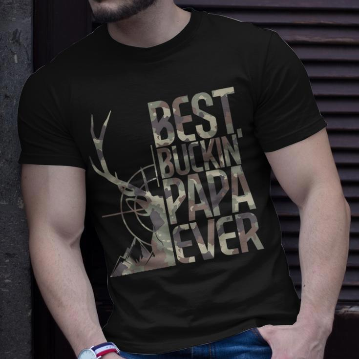 Best Buckin Papa Ever Funny Deer Hunter Cool Hunting Papa Unisex T-Shirt Gifts for Him