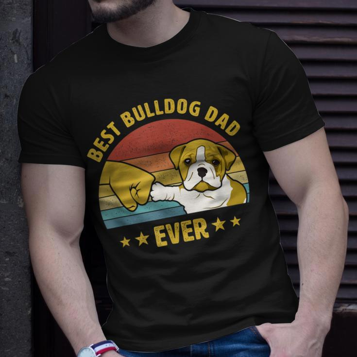 Mens Best Bulldog Dad Ever Vintage English Bulldog Puppy Lover V2 T-Shirt Gifts for Him