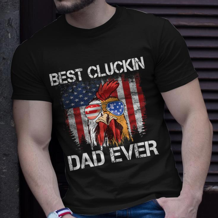 Best Cluckin Dad Ever Usa Flag Chicken Dad Rooster July 4Th Gift For Mens Unisex T-Shirt Gifts for Him