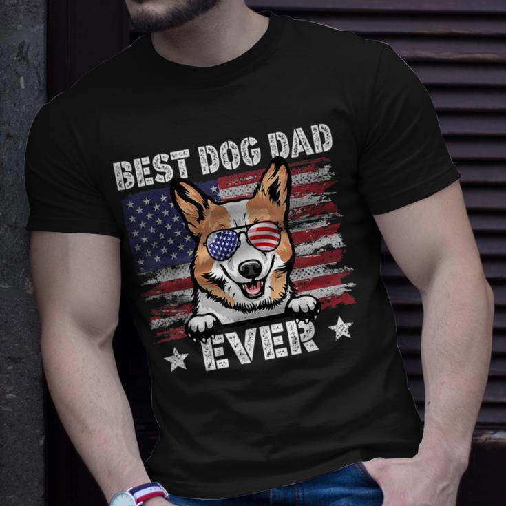 Best Corgi Dad Ever American Flag Fathers Day Unisex T-Shirt Gifts for Him