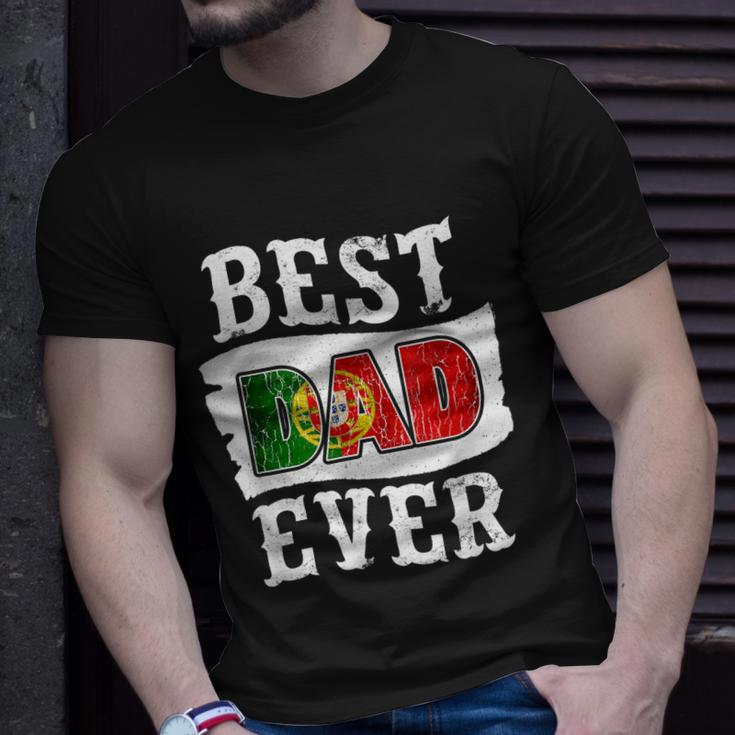 Best Dad Ever Fathers Day Portuguese Flag Portugal Gift For Mens Unisex T-Shirt Gifts for Him
