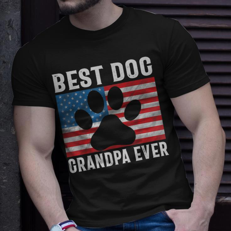 Best Dog Grandpa Ever 4Th Of July American Flag Patriotic Gift For Mens Unisex T-Shirt Gifts for Him