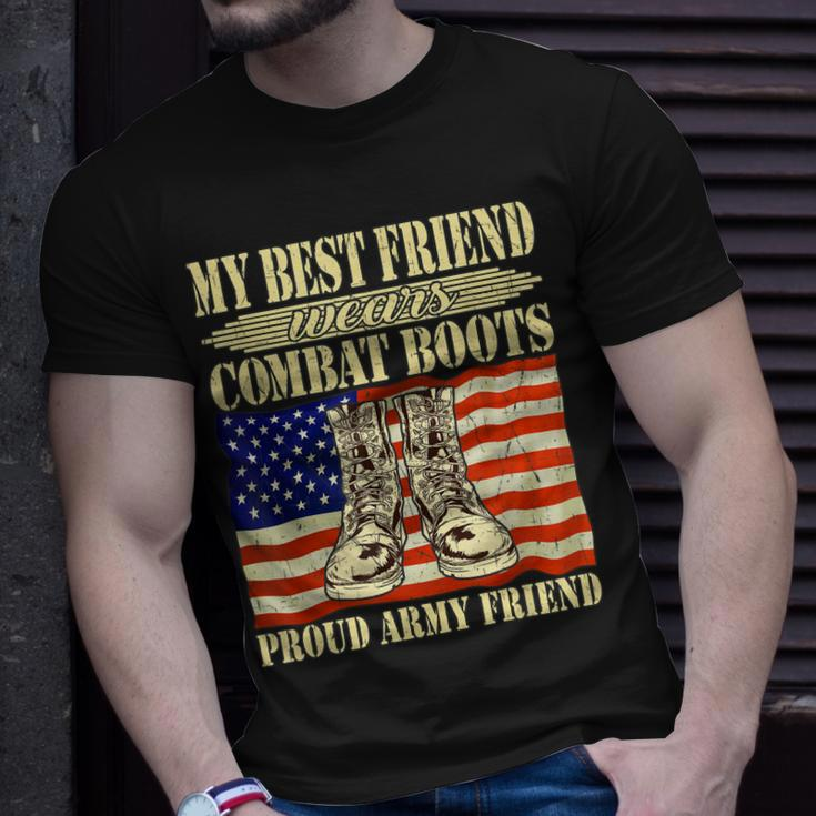 My Best Friend Wears Combat Boots Proud Army Friend Buddy T-Shirt Gifts for Him