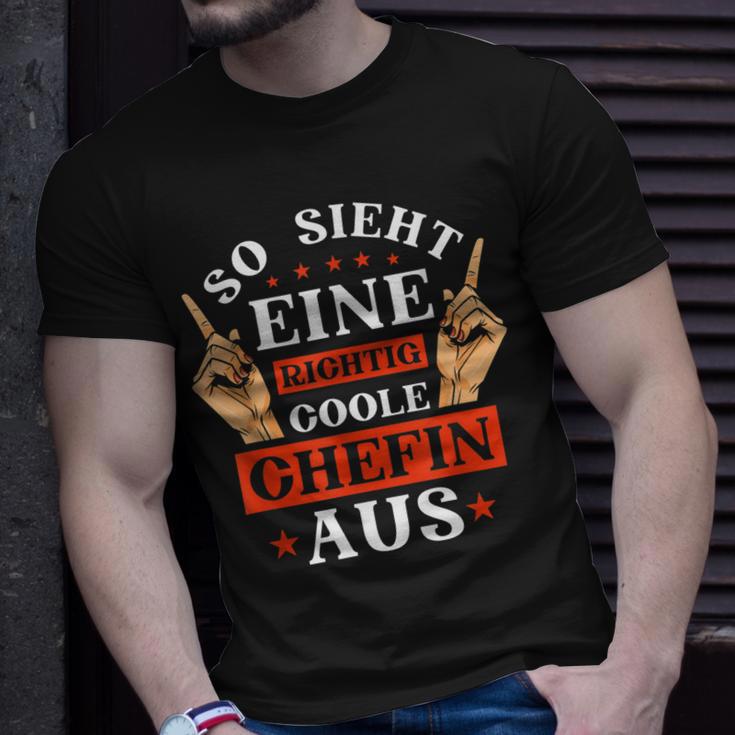 Beste Chefin Spruch So Sieht Eine Richtig Coole Chefin Aus T-Shirt Geschenke für Ihn