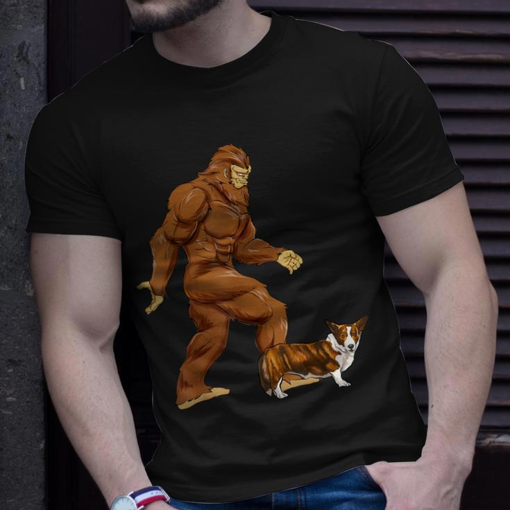 Bigfoot Walking Cardigan Welsh Corgi Sasquatch Dog T-Shirt Gifts for Him