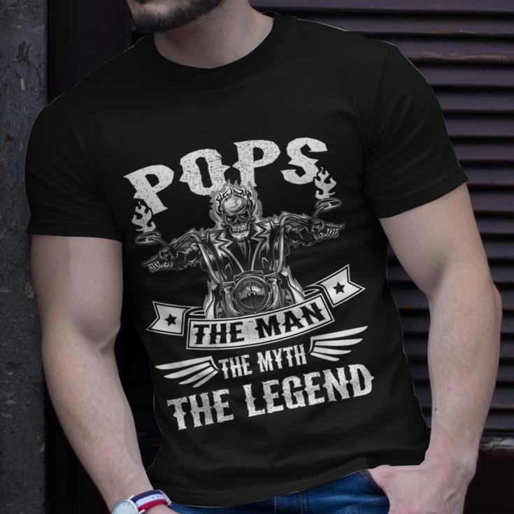 Biker Grandpa Pops The Man Myth The Legend Motorcycle Unisex T-Shirt Gifts for Him