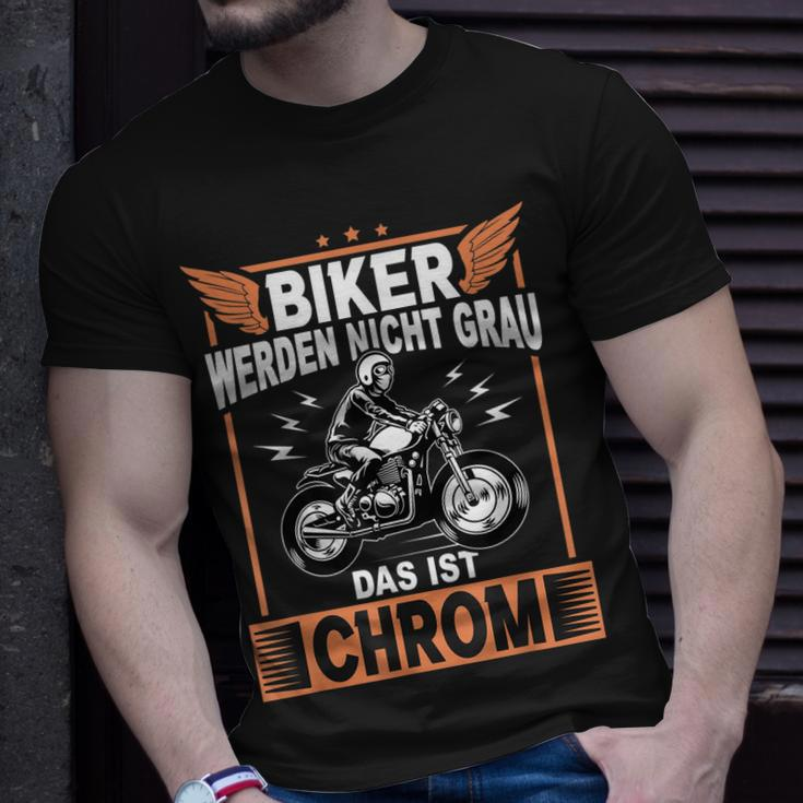 Biker Grau Chrom Motorrad Motorradfahrer Motorradfahren T-Shirt Geschenke für Ihn