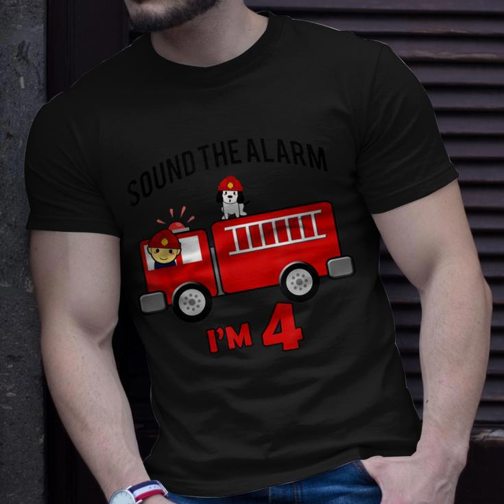 Birthday 4 Year Old Fire Fighter Truck Firetruck T-Shirt Gifts for Him