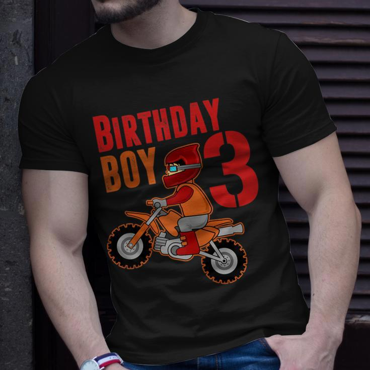 Birthday Boy 3 Year Old Dirt Bike Shirt | 3Rd Bday Biking Unisex T-Shirt Gifts for Him