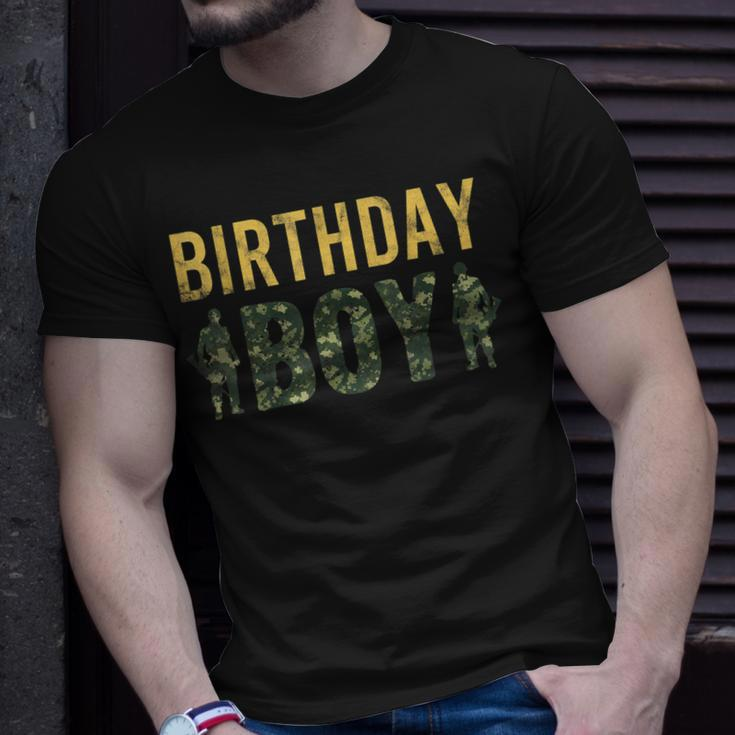 Birthday Boy Army Military Party Camouflage Lover Gift Unisex T-Shirt Gifts for Him