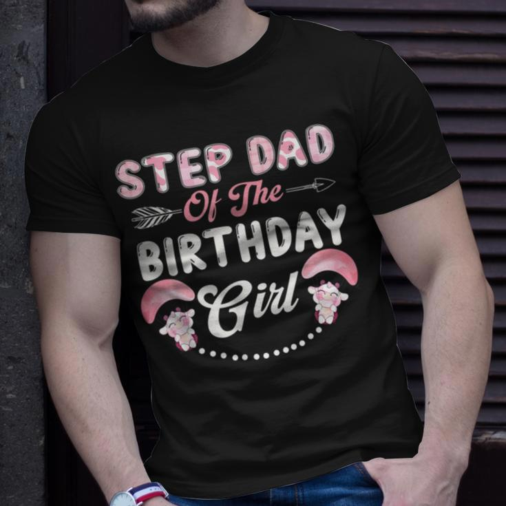 Birthday Cow Step Dad Of The Birthday Girl Farming Barnyard Unisex T-Shirt Gifts for Him