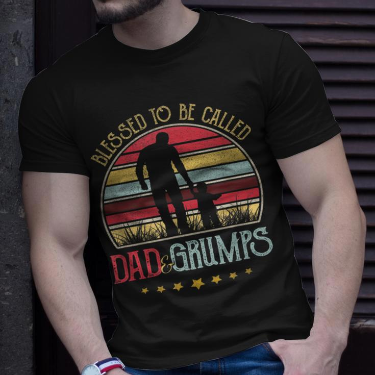 Blessed To Be Called Dad And Grumps Vintage Fathers Day Unisex T-Shirt Gifts for Him