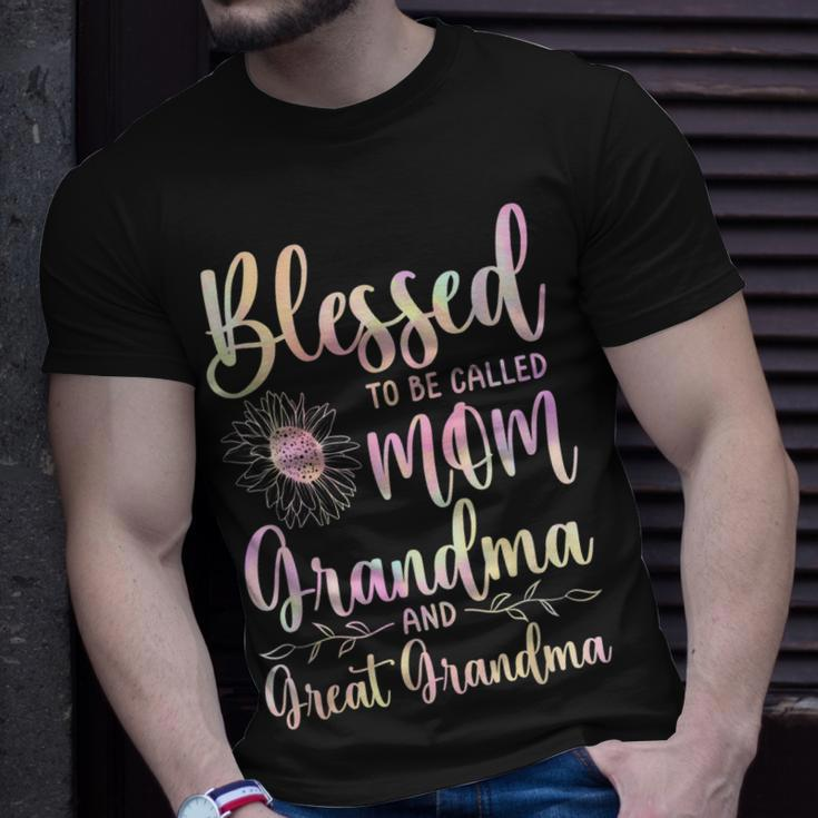 Blessed To Be Called Mom Grandma And Great Grandma Flower Unisex T-Shirt Gifts for Him