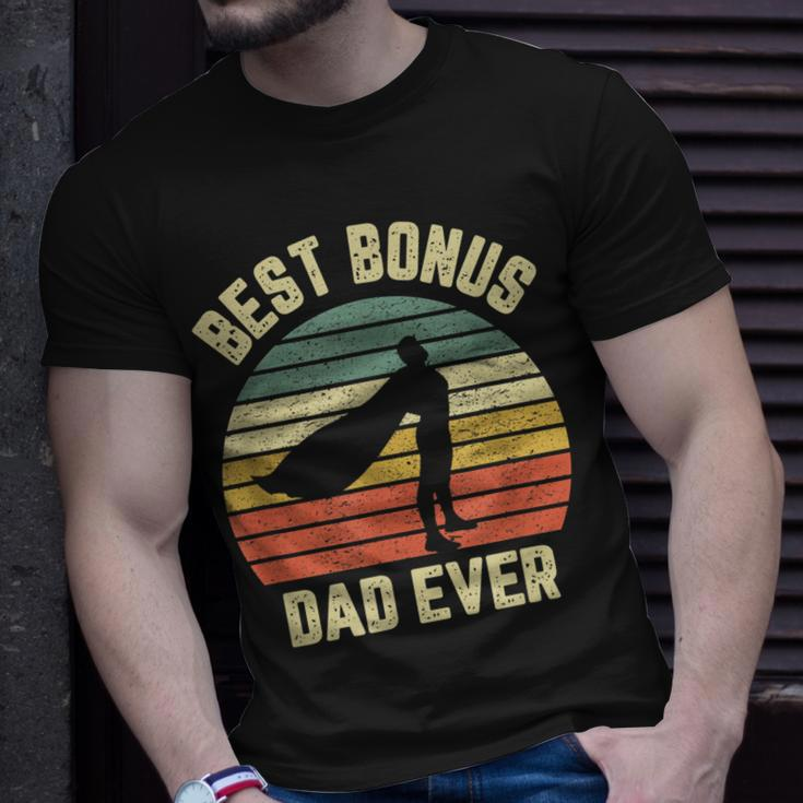 Bonus Dad Gift Cool Retro Hero Best Bonus Dad Ever Gift For Mens Unisex T-Shirt Gifts for Him