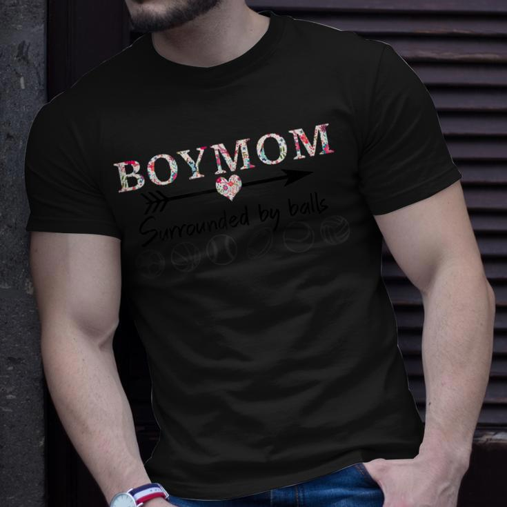 Boy Mom Surrounded By Balls Gift For Women Mothers Day Unisex T-Shirt Gifts for Him