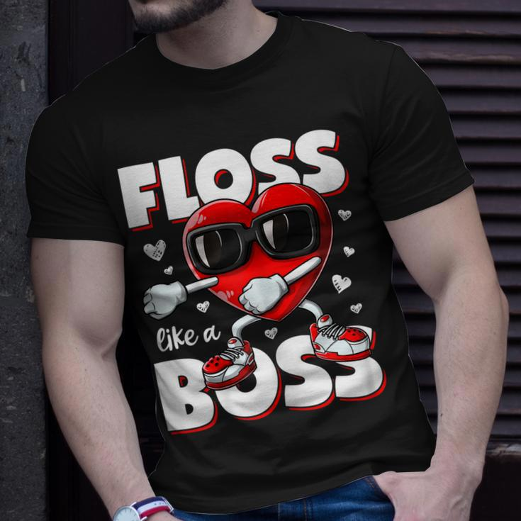 Boys Valentines Day Shirt Kids Floss Like A Boss Flossing Unisex T-Shirt Gifts for Him