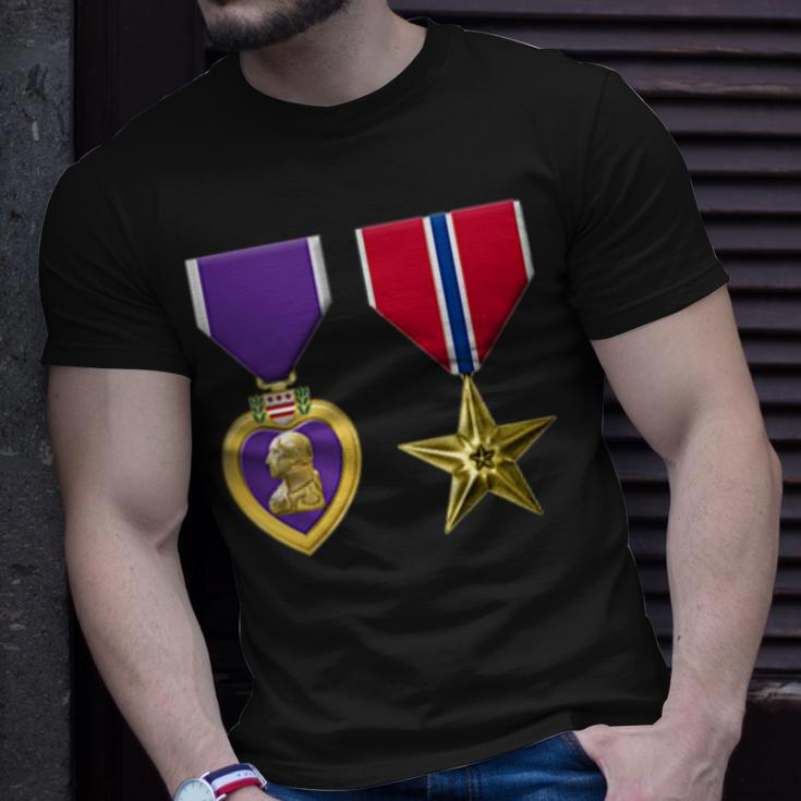 Bronze Star And Purple Heart Medal Military Personnel Award Unisex T-Shirt Gifts for Him