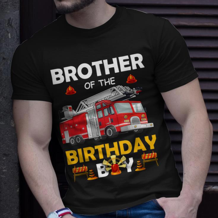 Brother Of The Birthday Boy Fire Truck Firefighter Party Bro T-Shirt Gifts for Him